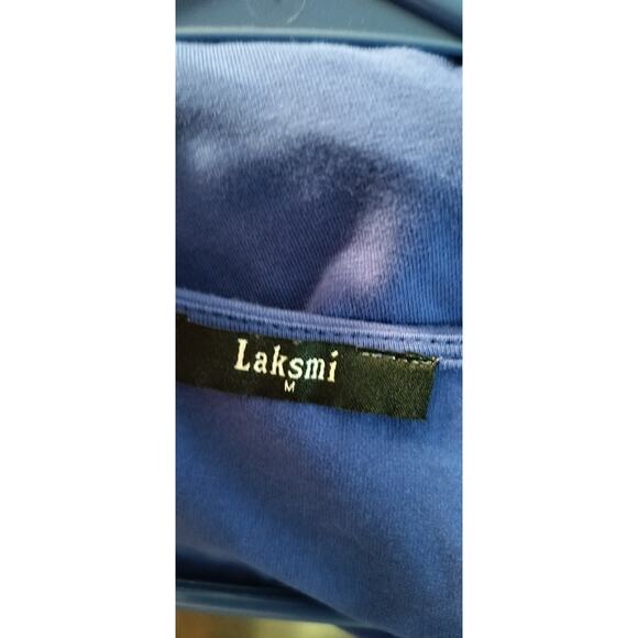 4278)Laksmi Blue Long Sleeve Wrap Knee Length Popover Dress Medium - Picture 7 of 9